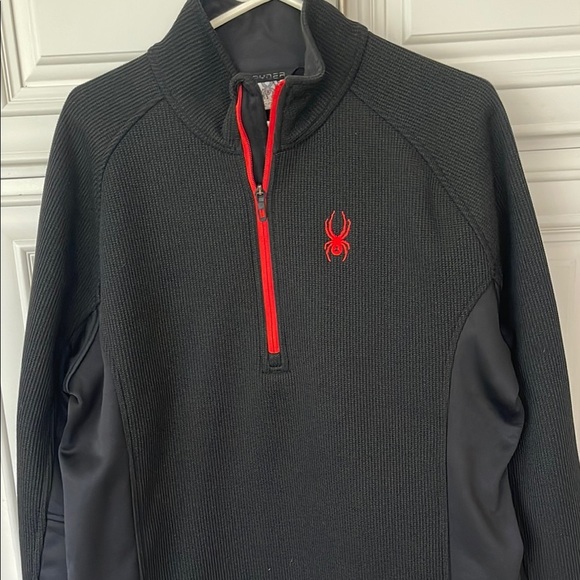 Spyder men’s Sweater 1/4 Zip Pullover Fleece Lined black size large - Picture 2 of 14